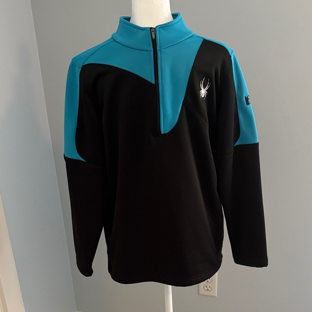Spyder Kids' Black and Blue quarter zip jacket